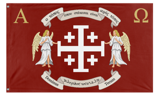 A mockup of the custom flag 'Kingdom of Jerusalem flag' on a white background
