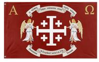 A mockup of the custom flag 'Kingdom of Jerusalem flag' on a white background