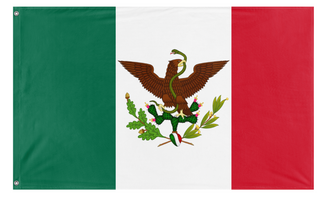 A mockup of the custom flag 'Second Federal Republic of Mexico flag' on a white background