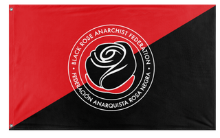 A mockup of the custom flag 'Anarchist Black Rose flag' on a white background