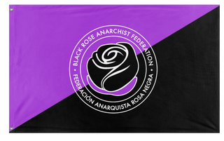 A mockup of the custom flag 'Anarchist Black Rose flag' on a white background