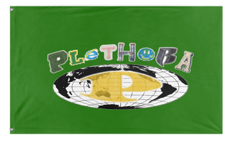 A mockup of the custom flag 'Plethora  flag' on a white background
