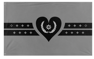 A mockup of the custom flag 'Ashen Flag of New Pangea' on a white background