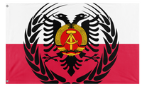 A mockup of the custom flag 'Polish-Russo Commonwealth flag' on a white background