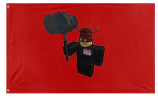 A mockup of the custom flag 'MrDoombringer flag' on a white background