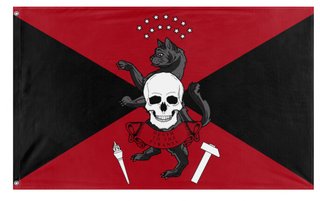 A mockup of the custom flag 'Anarchic Realm of Americana flag' on a white background
