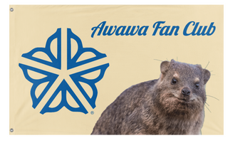 A mockup of the custom flag 'Awawa Fan Club flag' on a white background