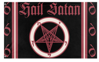 A mockup of the custom flag 'satanic revolt flag' on a white background