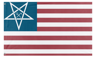 A mockup of the custom flag 'satanc america flag' on a white background
