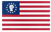 A mockup of the custom flag 'Leftist Betsy Ross flag' on a white background