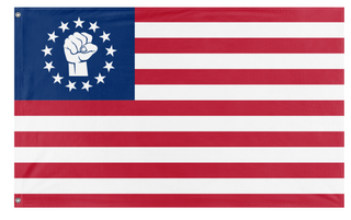 A mockup of the custom flag 'Leftist Betsy Ross flag' on a white background