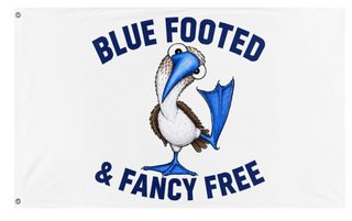 A mockup of the custom flag 'bluefooted flag' on a white background