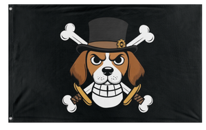 A mockup of the custom flag 'Amber Pirates  flag' on a white background