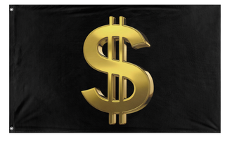 A mockup of the custom flag 'Dollar Sign flag' on a white background