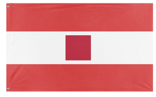 A mockup of the custom flag 'ā bē cē dē ē ef' on a white background
