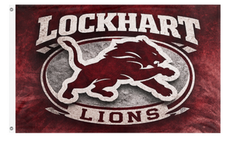 A mockup of the custom flag 'Maroon Lockhart' on a white background