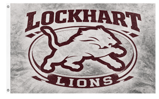 A mockup of the custom flag 'White Lockhart Flag' on a white background