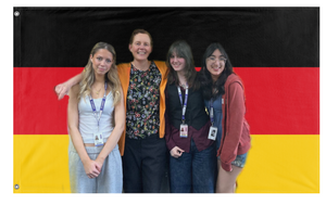 A mockup of the custom flag 'yay frau pari' on a white background