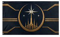 A mockup of the custom flag 'SW Mirial Flag' on a white background