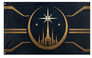 A mockup of the custom flag 'SW Mirial Flag' on a white background