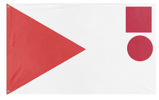 A mockup of the custom flag 'TEST flag' on a white background