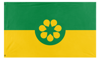 A mockup of the custom flag 'Golden Wattle flag' on a white background