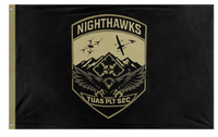 A mockup of the custom flag 'Nighthawks UAS flag' on a white background