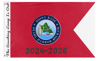 A mockup of the custom flag 'JBC Farewell Custom' on a white background