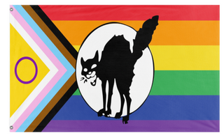 A mockup of the custom flag 'Sabotage pride flag' on a white background