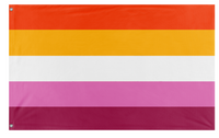 A mockup of the custom flag 'Five Stripe Lesbian Pride Flag' on a white background
