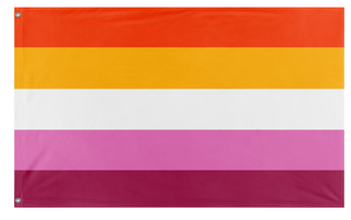 A mockup of the custom flag 'Five Stripe Lesbian Pride Flag' on a white background