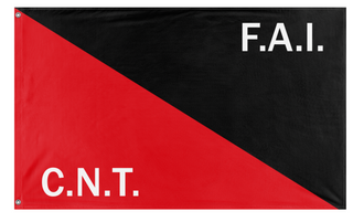 A mockup of the custom flag 'CNT-FAI flag' on a white background