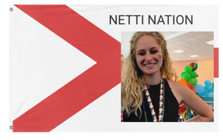 A mockup of the custom flag 'NETTI NATION flag' on a white background