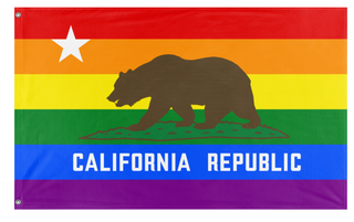A mockup of the custom flag 'California State Pride flag' on a white background
