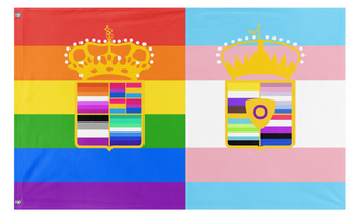A mockup of the custom flag 'Austria-Hungary Pride flag' on a white background