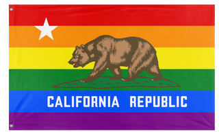 A mockup of the custom flag 'California Pride flag' on a white background