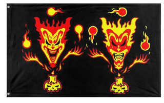 A mockup of the custom flag 'ICP The amazing Jeckel brothers ver 2 flag' on a white background