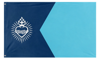 A mockup of the custom flag 'Sacred Heart of Jesus Minnesota flag' on a white background