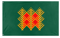 A mockup of the custom flag 'Pine Flag' on a white background