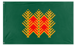 A mockup of the custom flag 'Pine Flag' on a white background