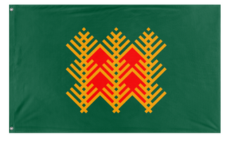 A mockup of the custom flag 'Pine Flag' on a white background