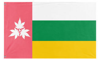 A mockup of the custom flag 'Florestia flag' on a white background