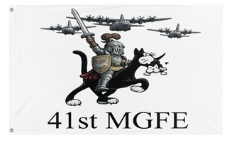 A mockup of the custom flag '41 mgfe flag' on a white background