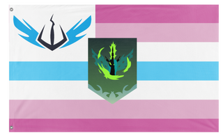 A mockup of the custom flag 'Femboy Changeling Lands flag' on a white background