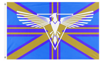 A mockup of the custom flag 'Molossa Empire flag' on a white background
