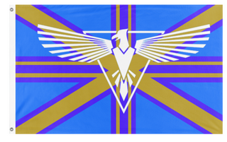 A mockup of the custom flag 'Molossa flag' on a white background