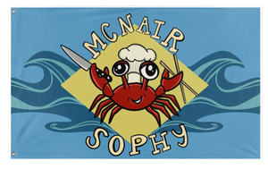 A mockup of the custom flag 'Tylers_Crab_Flag flag' on a white background