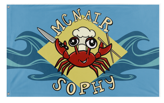 A mockup of the custom flag 'Tylers_Crab_Flag flag' on a white background