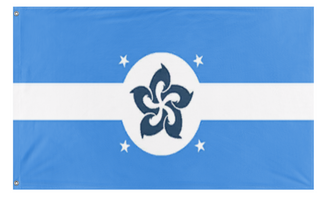 A mockup of the custom flag 'Polynesian League flag' on a white background