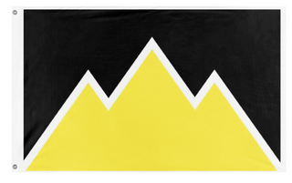 A mockup of the custom flag 'Austrian Flag Redesign' on a white background